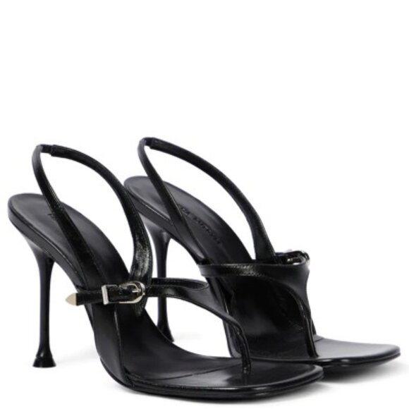 NEW Magda Butrym Sling Back Sandal in Black LEATHER HEEL OPEN TOE - Picture 2 of 10